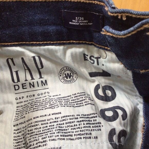 GAP 1969 distressed jeans true skinny high rise waist waisted stretchy size 2/26 - Picture 4 of 12